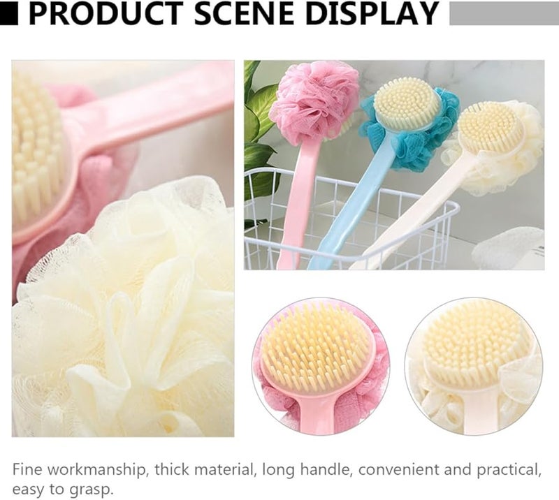Cabilock 2Pcs Long Handle Back Scrubber Bath Brush Pink and Beige for Adult Exfoliation and Skin Care - Image 4